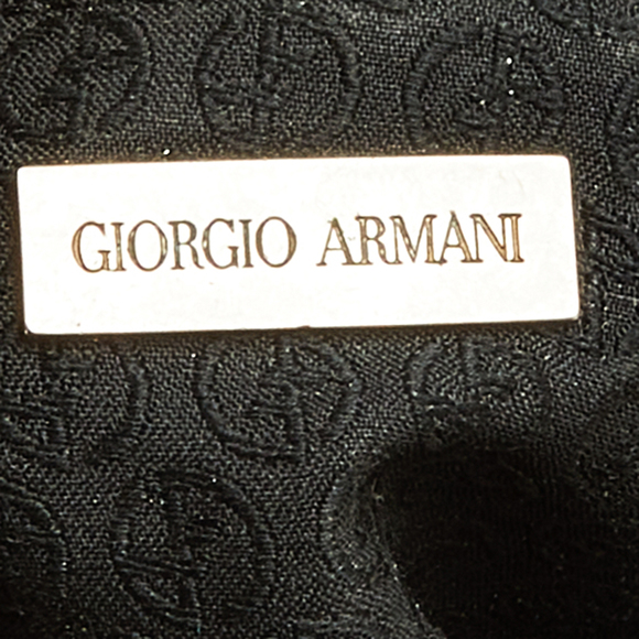 GIORGIO ARMANI Black Signature Canvas And Leather Shoulder Bag - Picture 8 of 9